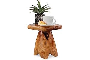 Natural Rustic Table: Tree Stump End Table for Indoor/Outdoor Garden