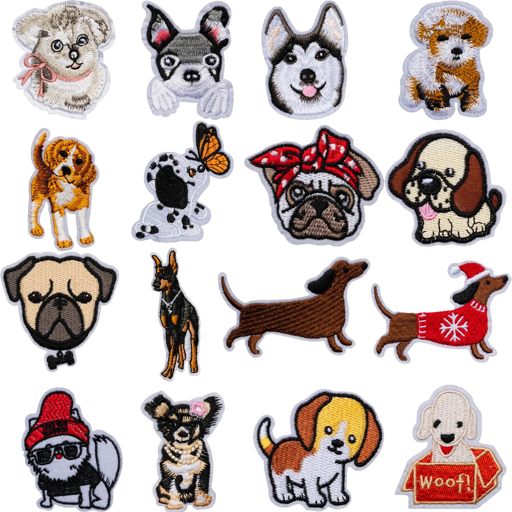 Amazon.co.jp: 犬 ワッペンセット 刺繍アップリケ Iセット 16種 犬