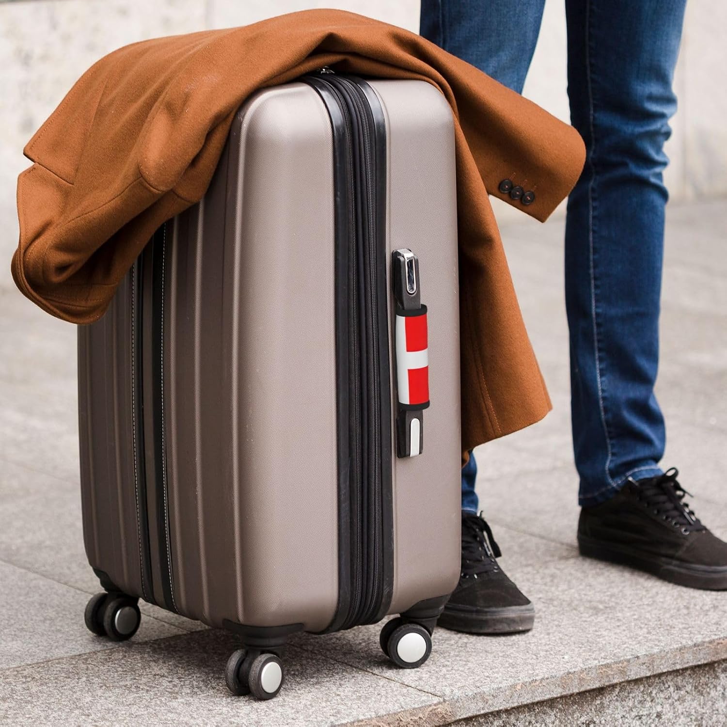 Denmark Danish Flag Print 2 Pack Luggage Handle Wrap for Suitcase, Comfort Soft Handle Covers, Luggage Accessories
