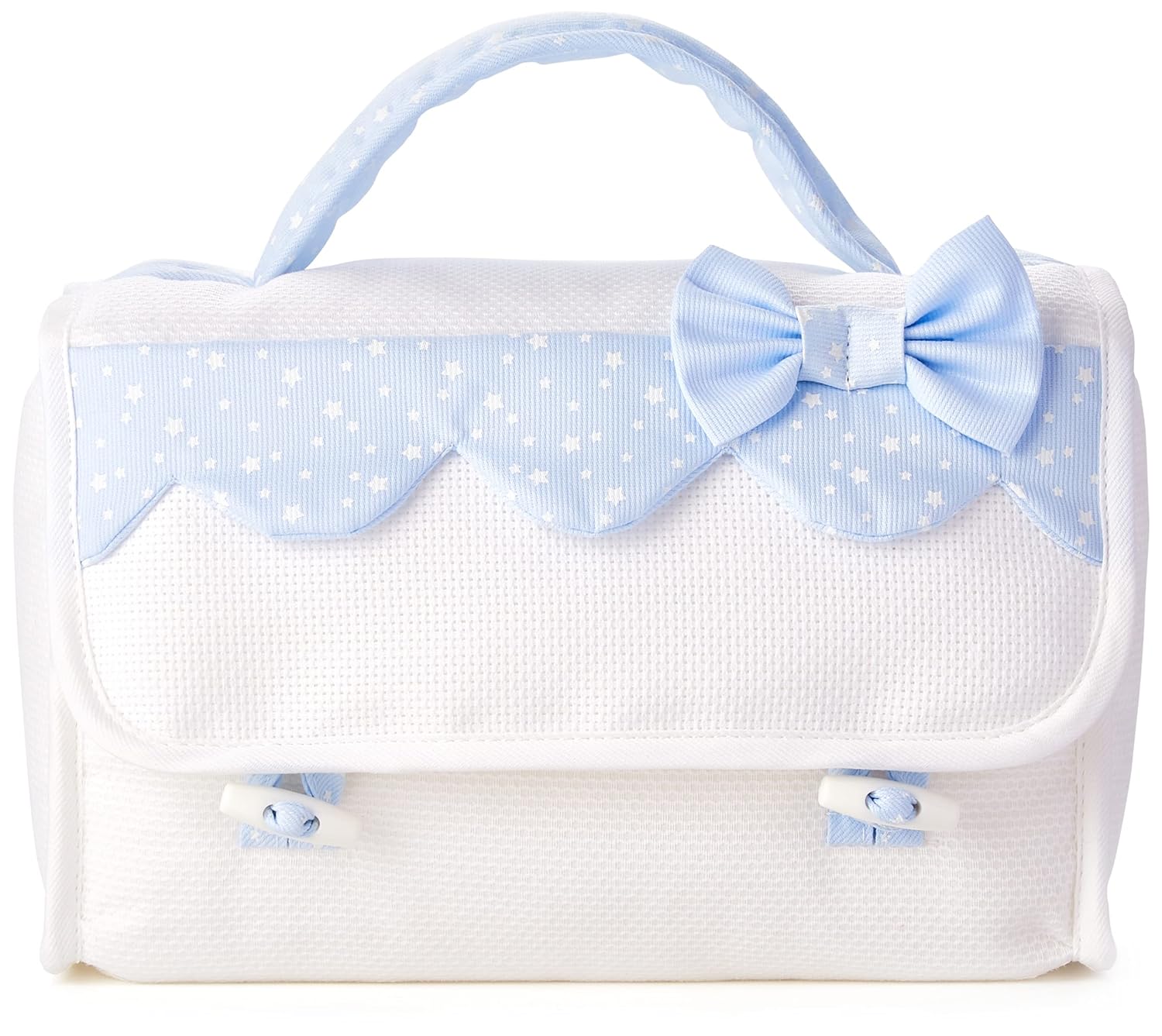 Beauty Case, Italian Product for Babies/Early Childhood, Externally: Cotton and Internally: Polyester - White, Light Blue, White and Light Blue, Beauty Case, Italian Product for Babies/Early