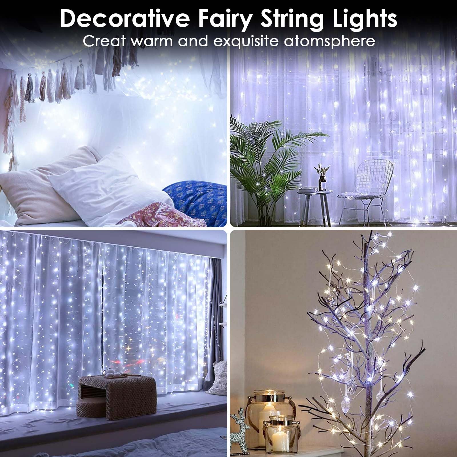 Weiße Lichterkette, batteriebetrieben mit Timer, wasserdicht, 50 LEDs, für den Innen- und Außenbereich, funkelnde Lichter für Schlafzimmer, Zuhause, Hochzeit, Geburtstag, Weihnachten, Partys,