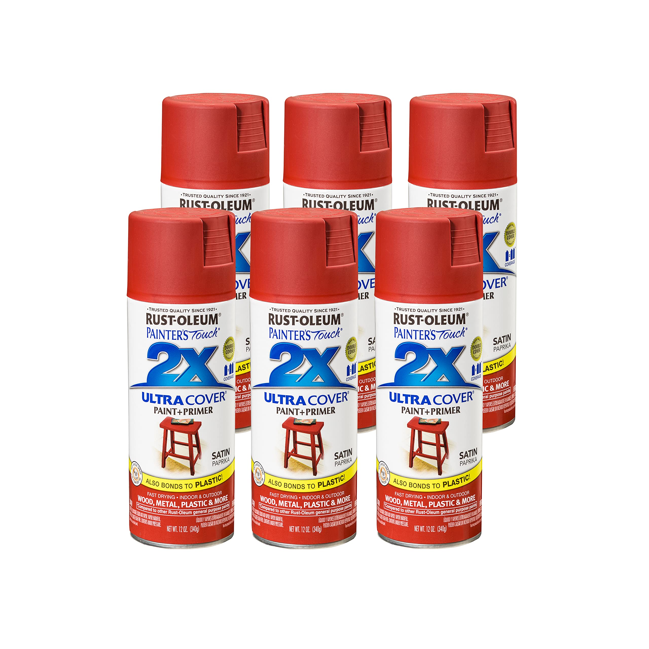 Rust-Oleum Painter's Touch 2X Ultra Cover Spray Paint, Satin Paprika