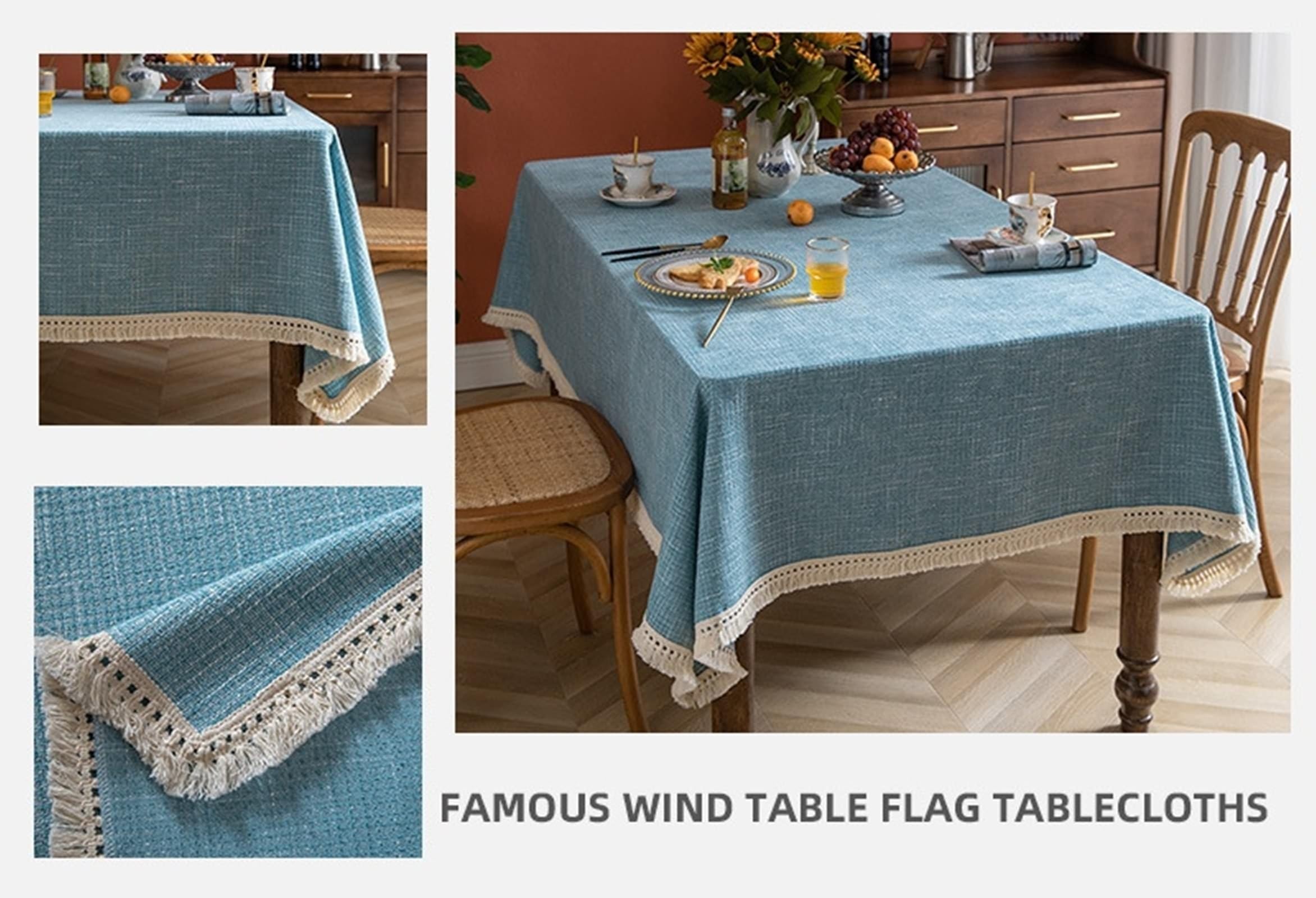 Tovaglia blu in poliestere Tablecloth Waffle tovaglia rettangolare 90 x 150 cm per soggiorno, sala da pranzo, balcone, giardino