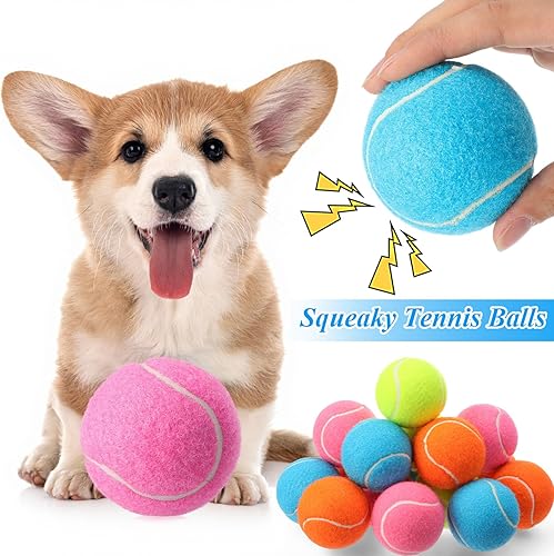 Miniatura 6 de Skylety 40 pelotas de tenis chirriantes de 2.5 pulgadas a granel para perros y mascotas, juguetes interactivos, pelota de tenis de práctica fácil de