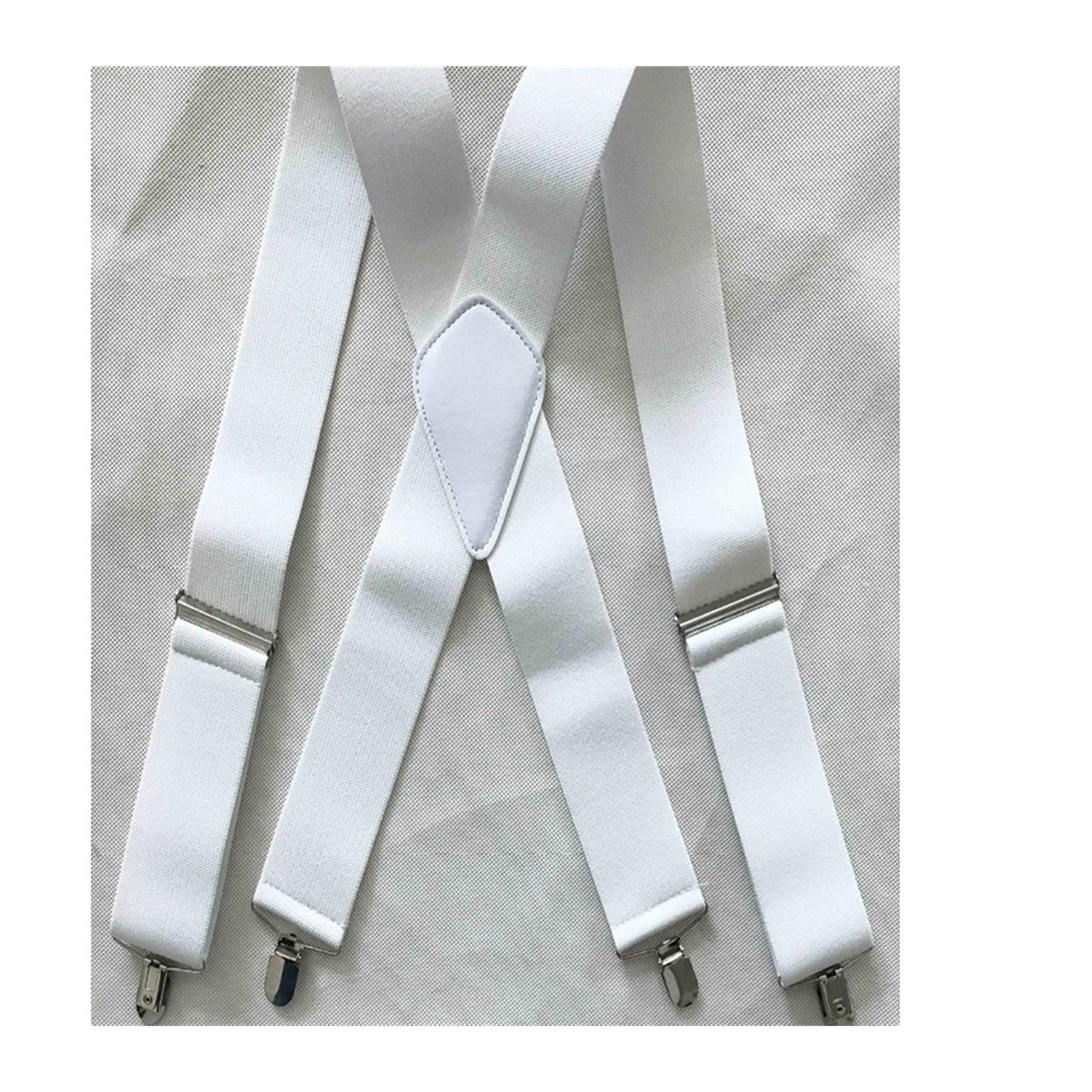 Tianhey Men's White Suspenders Clips Braces 3 Colors Ladies 50Mm Wide Braces Plain Heavy Duty Suspender Elastic Black (Color : )