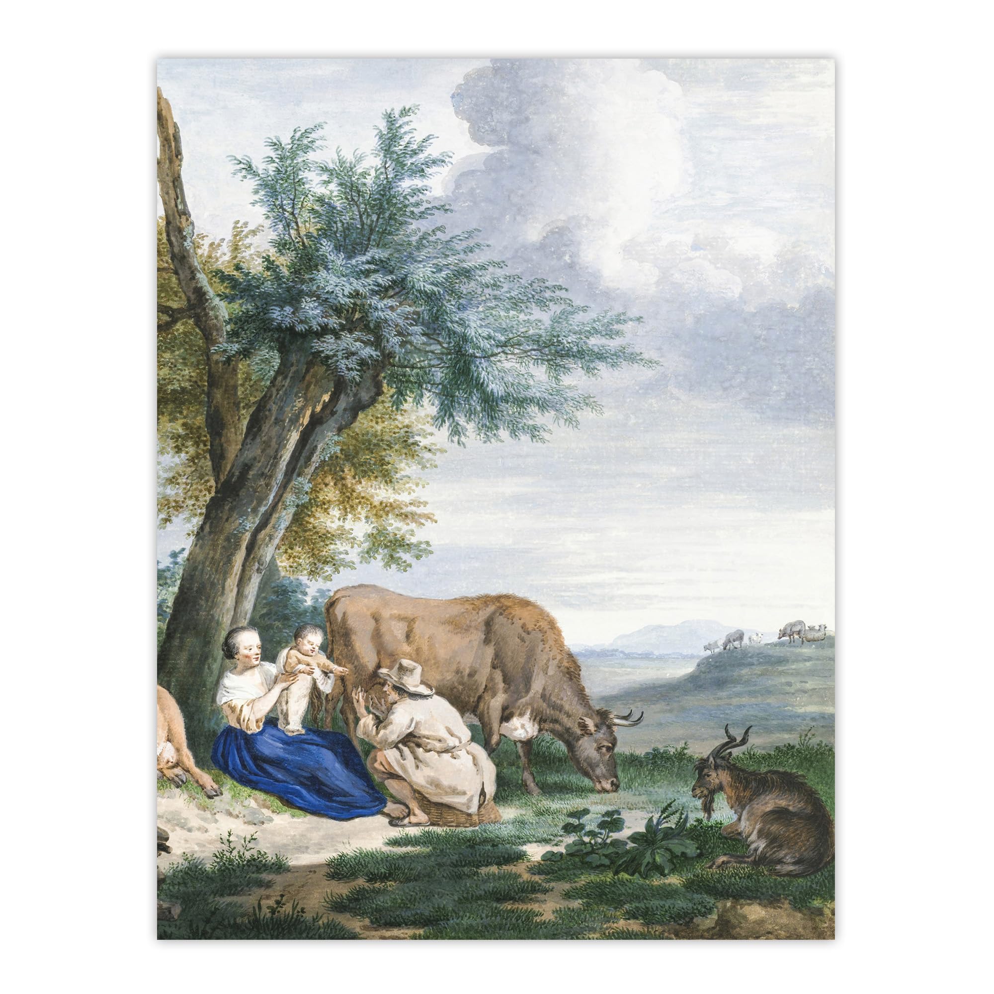 Artery8 Peasant Family And Cattle Landscape Schouman Wall Art Poster Print 12X16" Size 12