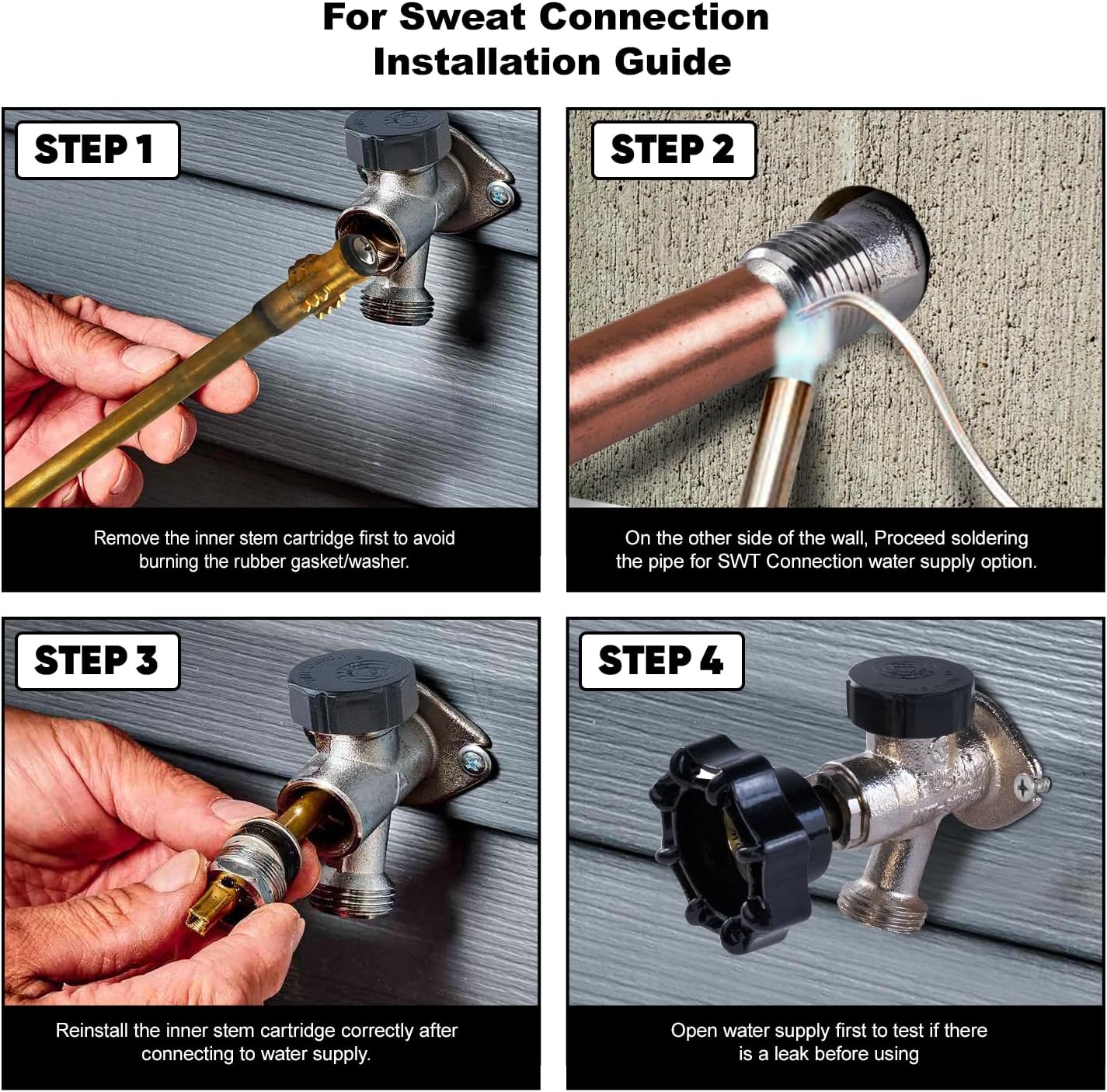 Midline Valve 6 Inch Frost-Free Anti-Siphon Sillcock with Integral Vacuum Breaker – Chrome-Plated Brass, Lead-Free, 1/2" MIP/Sweat Inlet x 3/4" Hose Bib Outlet