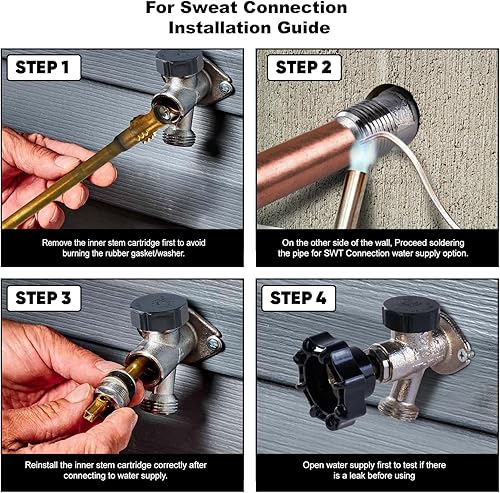 Miniatura 6 de Midline Valve 84323 Sillcock Pipe Cuerpo de latón cromado antiescarcha antiescarcha con disyuntor de vacío integral de 12 pulgada MIPsudor conexión