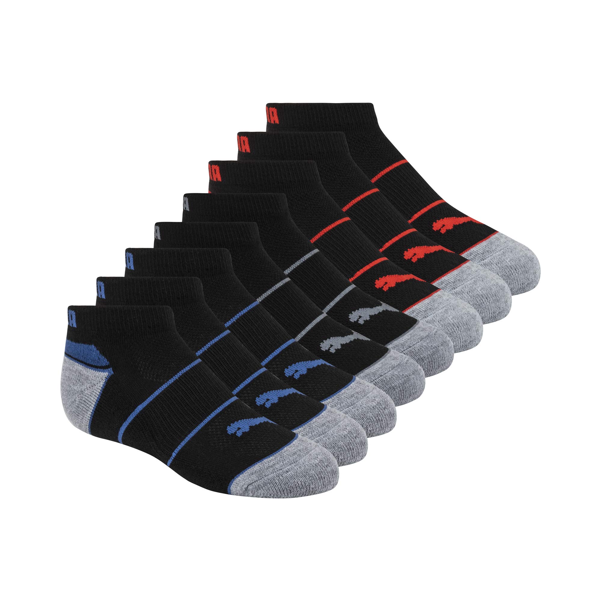 Boys' 8-Pack Low Cut Socks, Everyday Wear for Kids, Extra Cushion & Arch Support