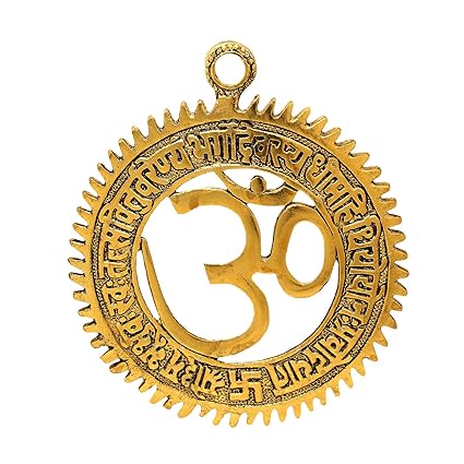 Rockshok Om Metal Wall Hanging with Gayatri Mantra (15 x 14 x 1 cm)