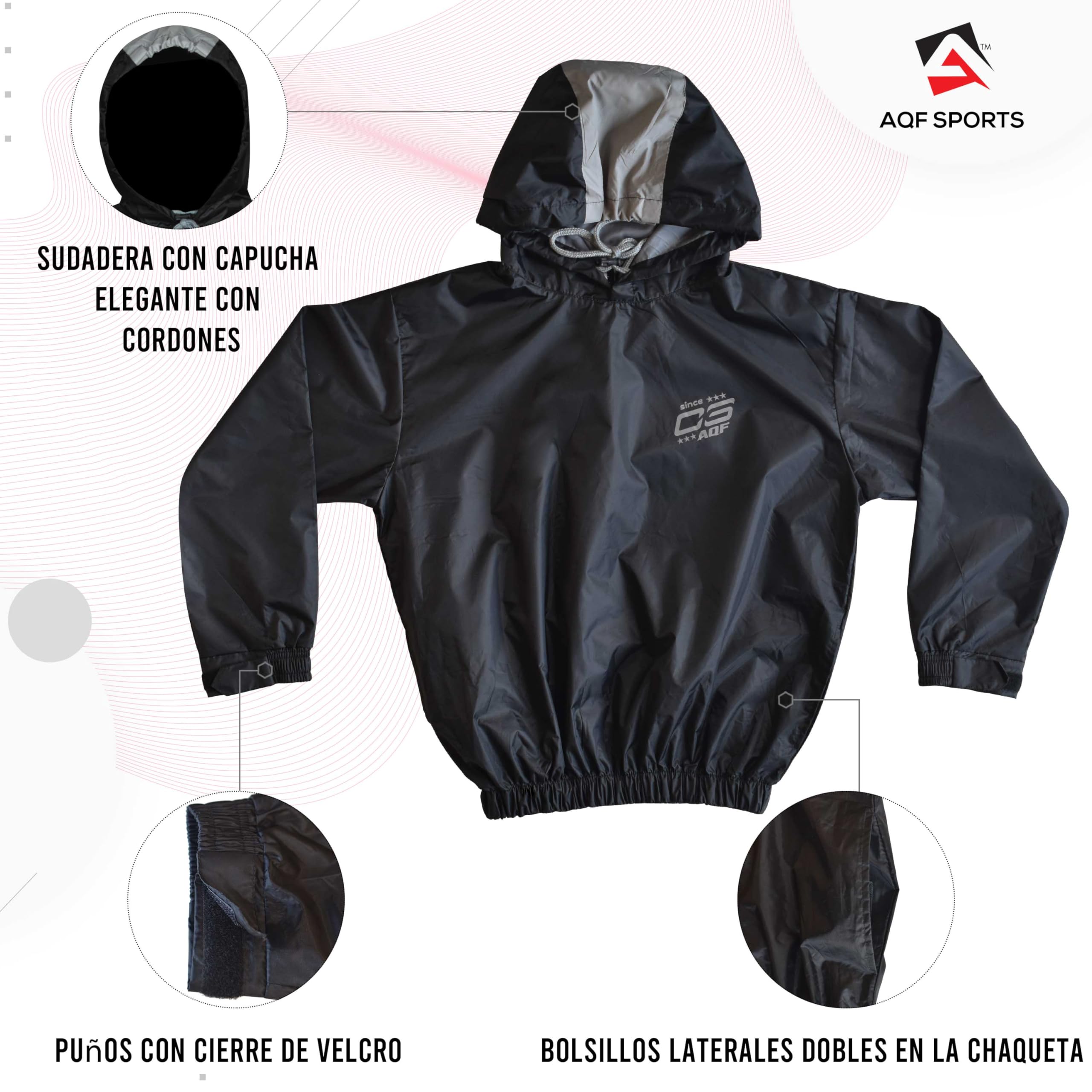 AQF Chándal Sauna, Traje Sauna Hombre, Sauna Suit Mujer, Traje De Sudoracion, chandal sudoracion Para Gimnasio Trotando Running Fajas (Chandal Sauna Completo)