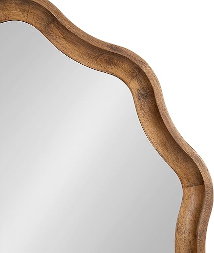 Miniatura 6 de Kate and Laurel Hatherleigh Espejo redondo de pared de madera de transición, 28 pulgadas de diámetro, marrón rústico, espejo circular de madera