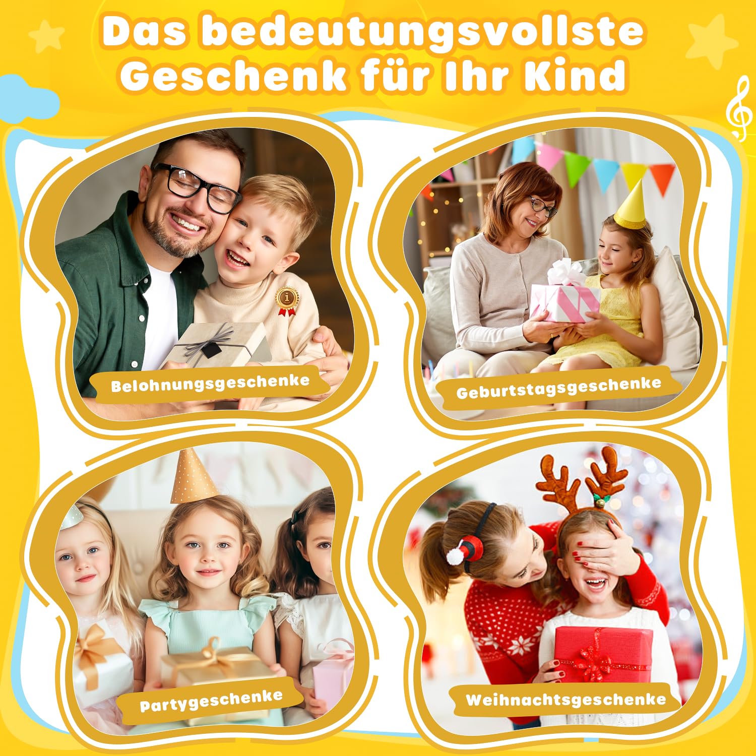 Kinderkamera 48MP mit 2.4 Zoll HD Bildschirm 1080P Video Sofortdruck 32GB Speicherkarte
