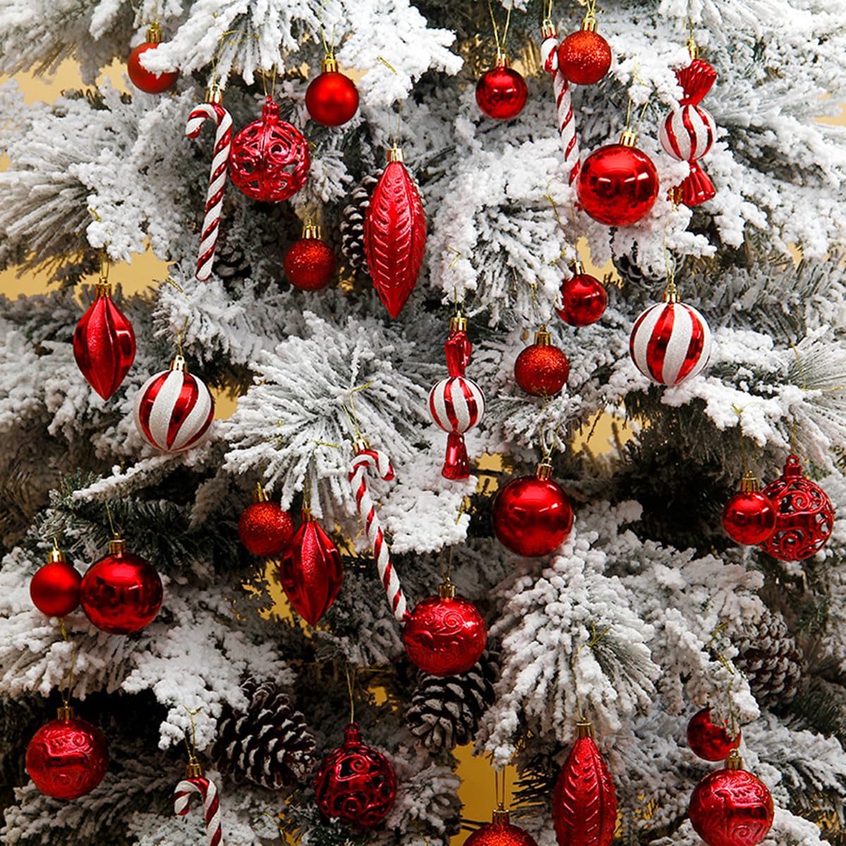 Weihnachtsbaumkugeln, 40PCS Weihnachtsbaum Dekorationen Set, Weihnachtskugeln Baum Dekorationen Kugeln Ornamente für Weihnachten Hängende Dekorationen (Rot)