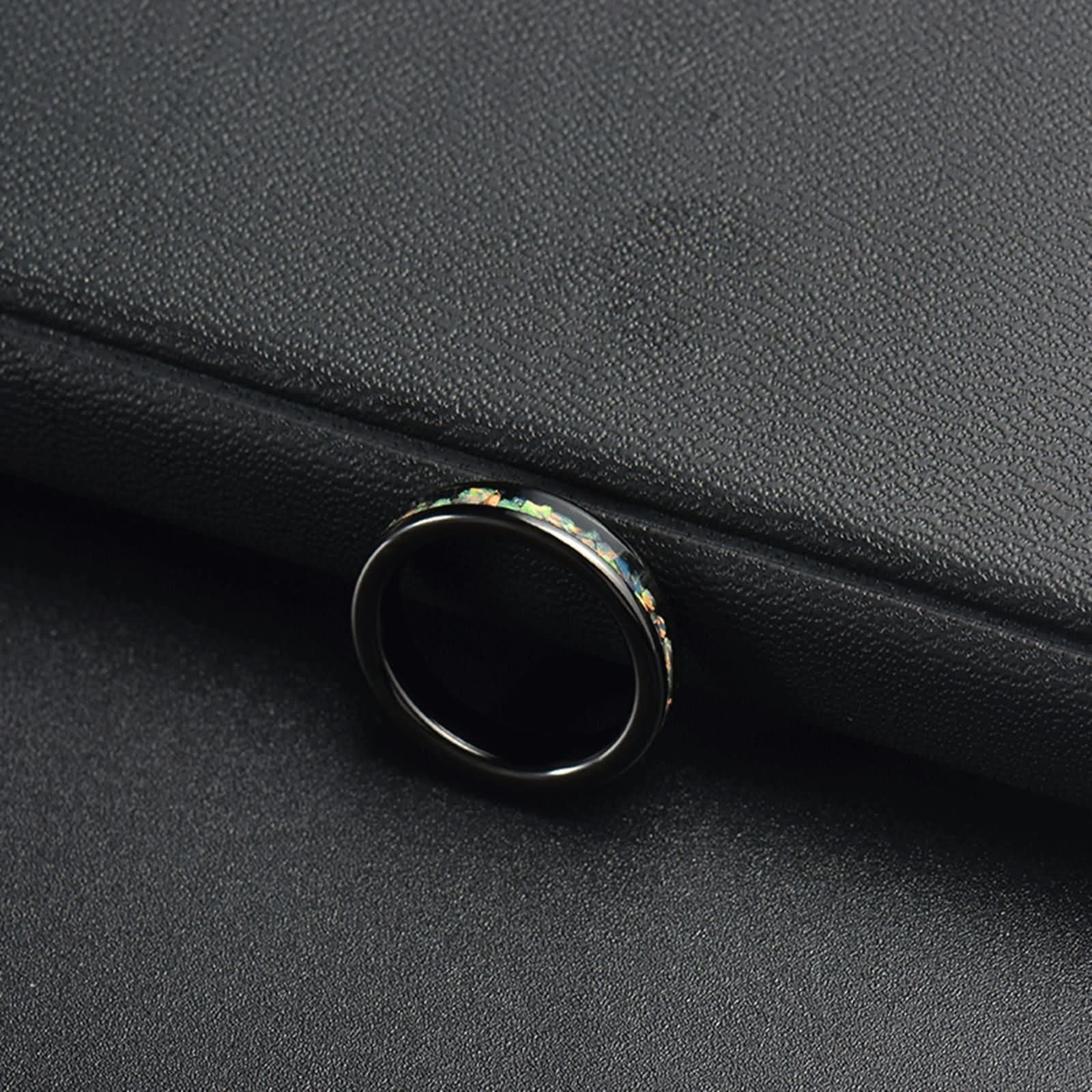 Anillo de Boda Acero Inoxidable Hombre y Mujer,Anillos Compromiso Baratos Mujer y Hombre 4MM Anillo Negro con Redondo