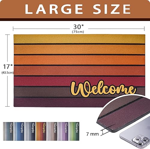 Miniatura 2 de Bulijojo Tapete para puerta de entrada, color naranja atardecer, grande, de 17 x 30 pulgadas, tapete de entrada para puerta delantera, resistente al