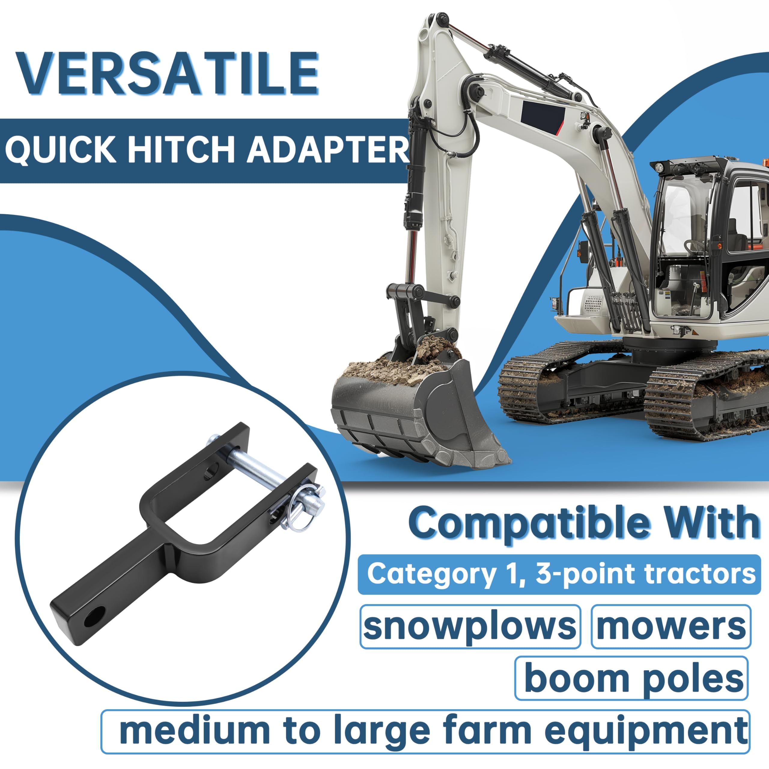HECASA Adaptador de enganche rápido versátil adecuado para tractores de categoría 1 de 3 puntos utilizados para ajustar el movimiento del soporte de enlace superior
