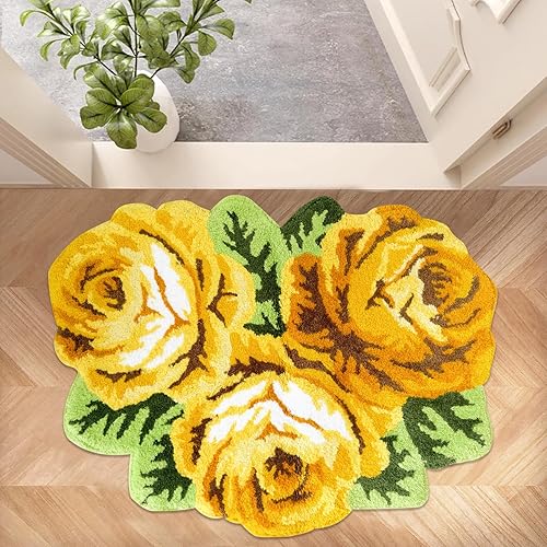 Miniatura 19 de USTIDE Alfombra de baño rosa, alfombra de baño floral, alfombra de decoración de dormitorio de niñas, alfombra gruesa lavable antideslizante