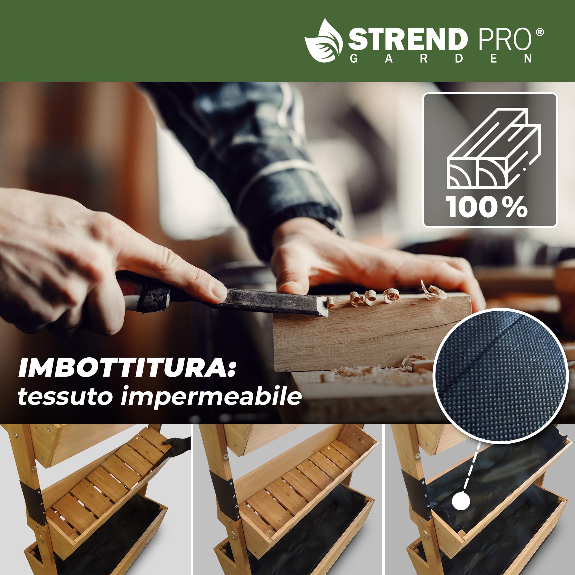 STREND PRO Balcone aiuola rialzata a 4 livelli LEGNO | 147x85x45 cm (AxLxP) | Aiuola verticale resistente alle intemperie Scala per piante da esterno | Aiuola per balcone per fiori, erbe aromatiche
