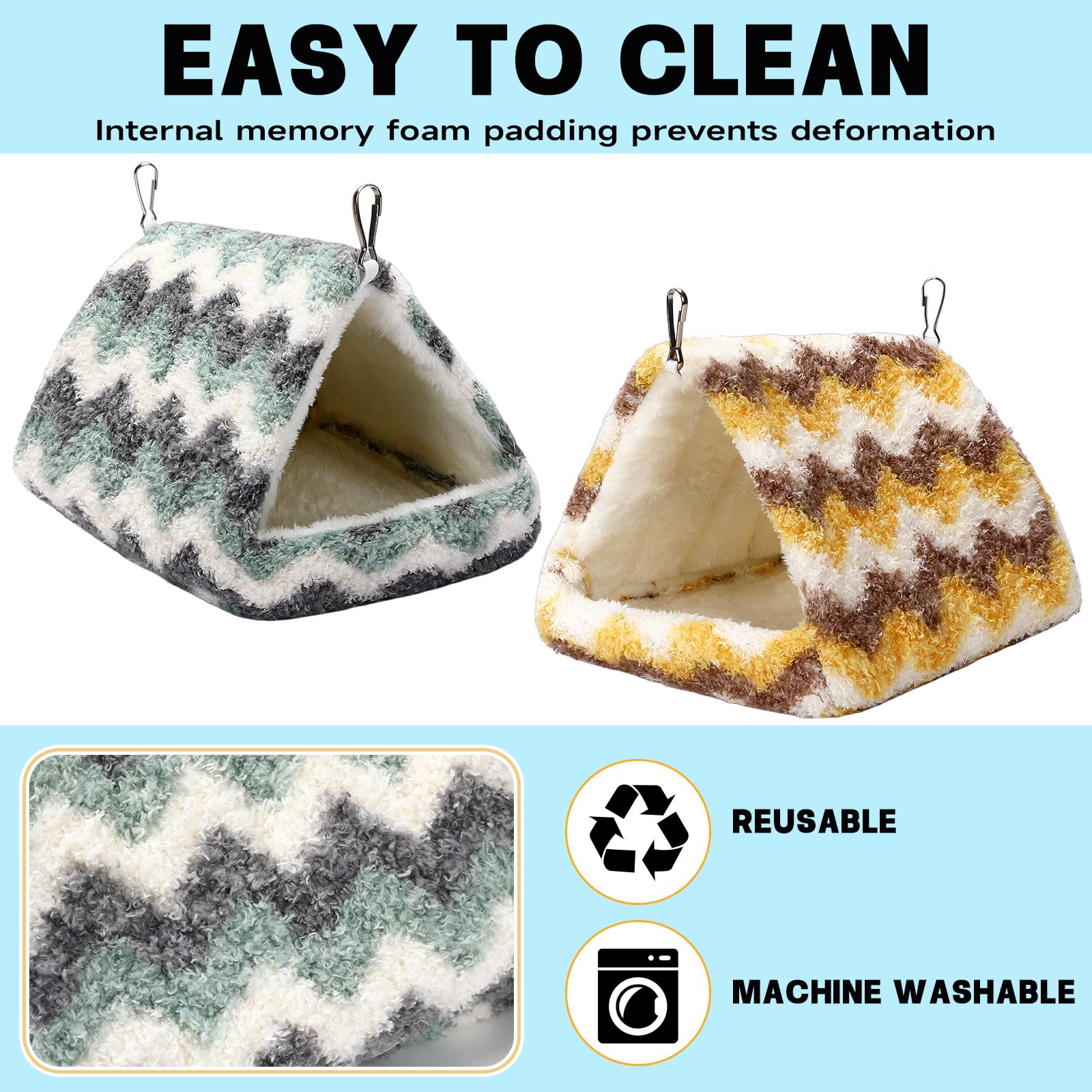 PETKNOWS Paquete de 2 casas de nido de pájaros, hamaca colgante mullida para loros, cama de pájaros para jaula de pájaros, juguete de nido de felpa para loros, guacamayos, periquitos, cacatúas