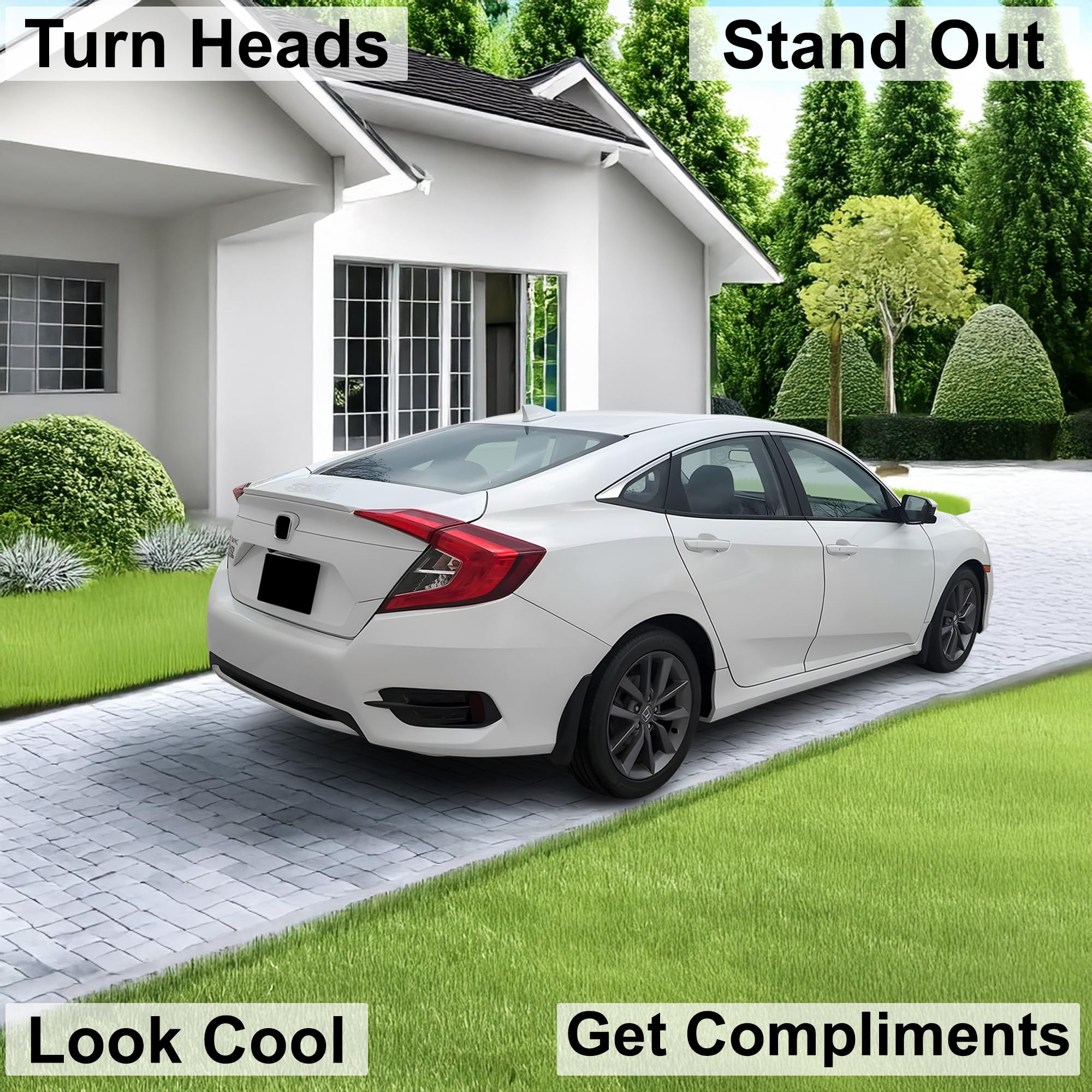 BOGAR TECH DESIGNS Rear Bumper Reflectors Tint Kit Compatible with Honda Civic Sedan 2016-2021, Dark Smoke