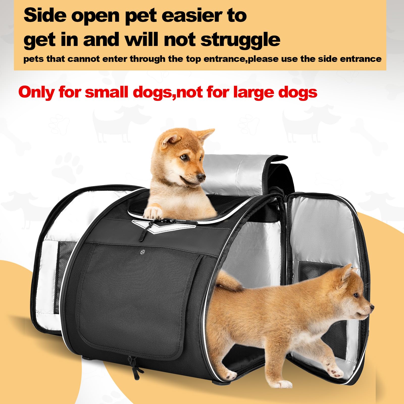 Panier Vélo Avant Pour Chien - Extensible, Pliable, 4 Ouvertures, Fenêtres Mesh, Jusqu'à 10 Kg (gris) - 11