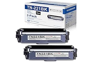 2-Pack TN-221 TN221BK Black Toner Cartridge Replacement for Brother Printers