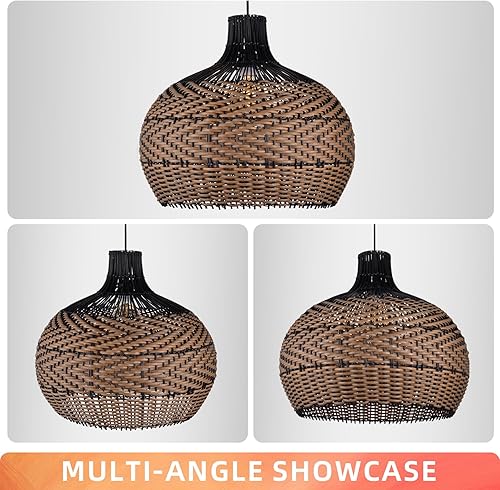 Miniatura 7 de Arturesthome Lámpara colgante de ratán para isla de cocina, candelabro de mimbre, tejido hecho a mano para colgar en el techo, pantalla para sala de