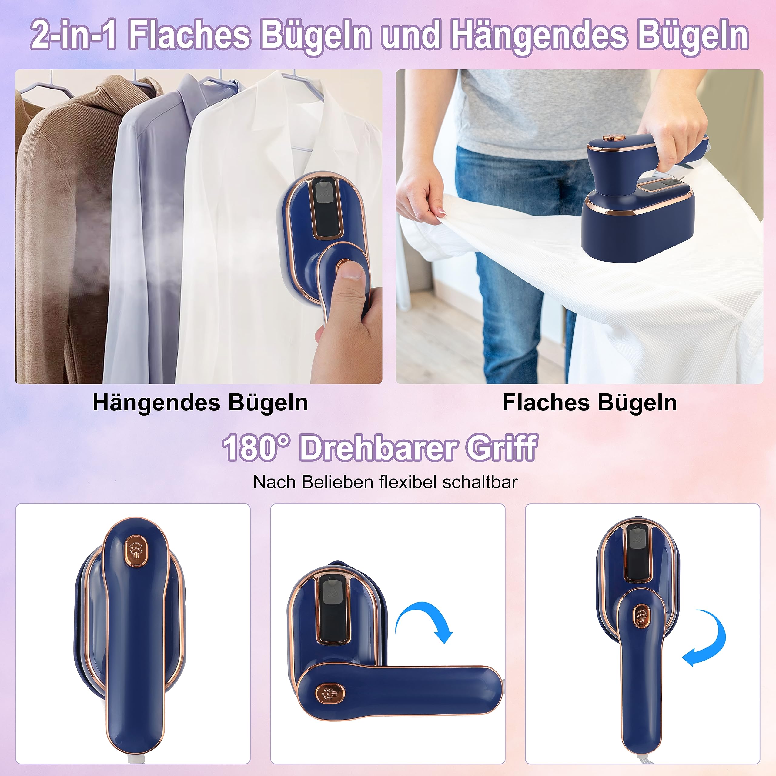 Ferro Da Stiro A Vapore Mini, 1000 W, Mini Ferro Da Stiro A Vapore Portatile Per 1159690