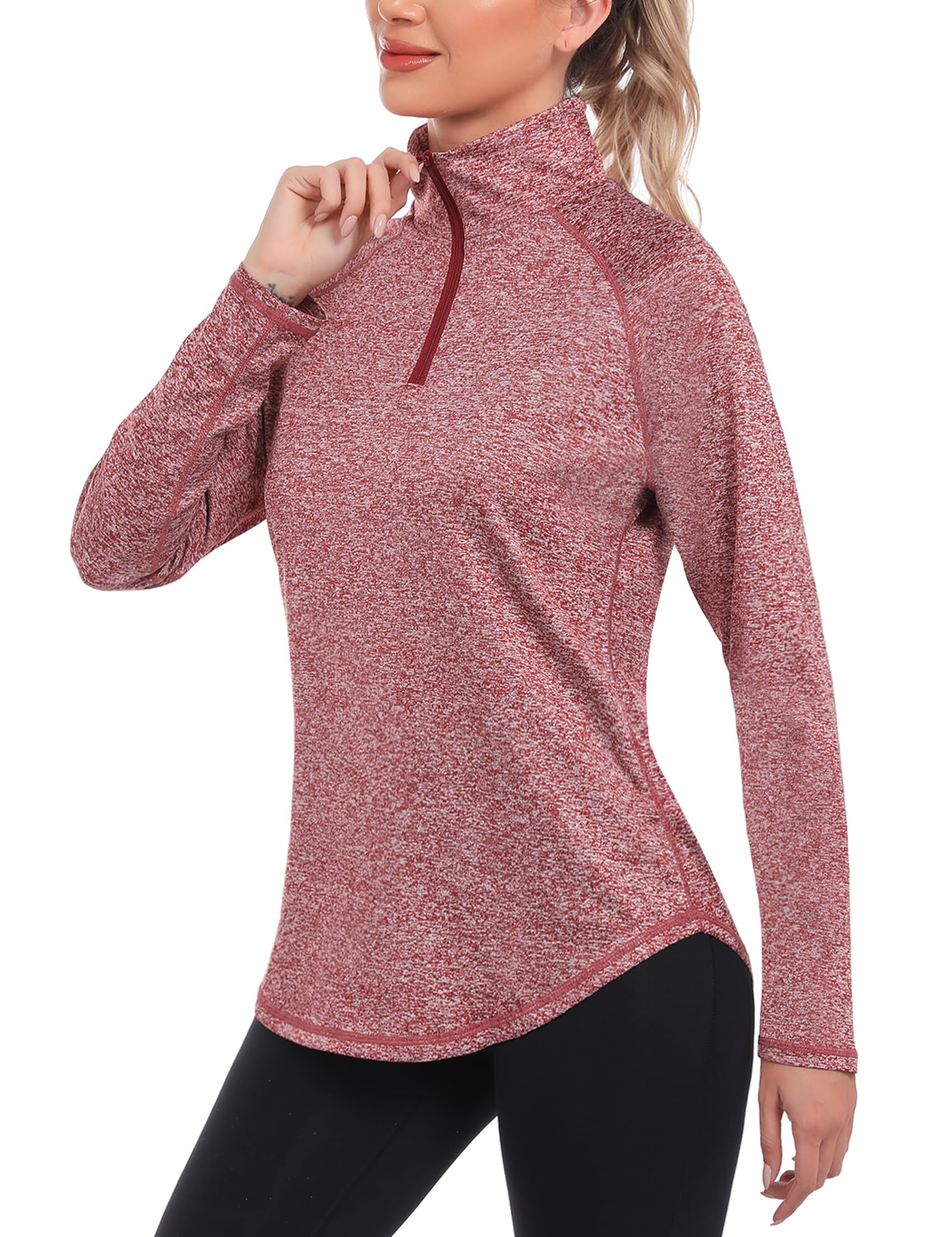 Womens Long Sleeve Tops 1/4 Zip Polo Shirts UPF 50+ Running T-Shirt Quick Dry Gym Sports Workout Cycling Golf Tops