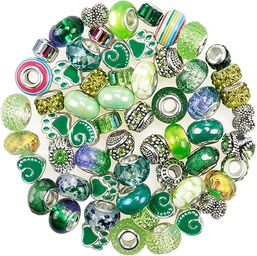 60 cuentas europeas surtidas con núcleo de cobre, espaciador de resina de agujero grande, sin núcleo de cobre, cuentas coloridas de diamantes de