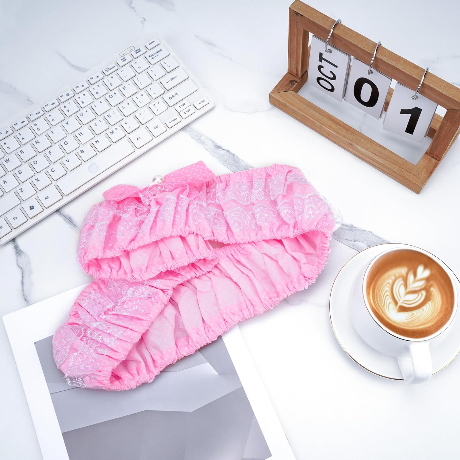 2 Pack Cute Computer Monitor Cover, 23''-26'' Elastic Monitor Dust Cover with Bow Knot, Lovely Monitor Accessories Screen Monitor Decoration for Tablet (Pink)