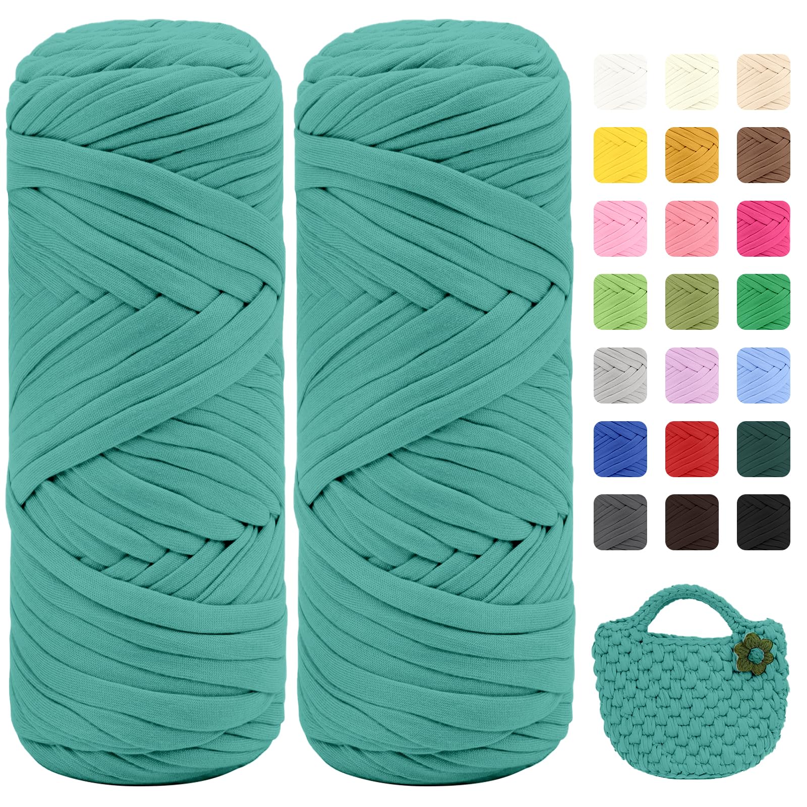 Maxee 400g T-Shirt Garn – 2 er Pack (je 200g/75m), Weiches Beilaufgarn zum Häkeln & Stricken – Farbintensiv & pflegeleicht, Ideal für Häkeltaschen/Körbe/Teppiche DIY Projekte, Handarbeiten und Deko