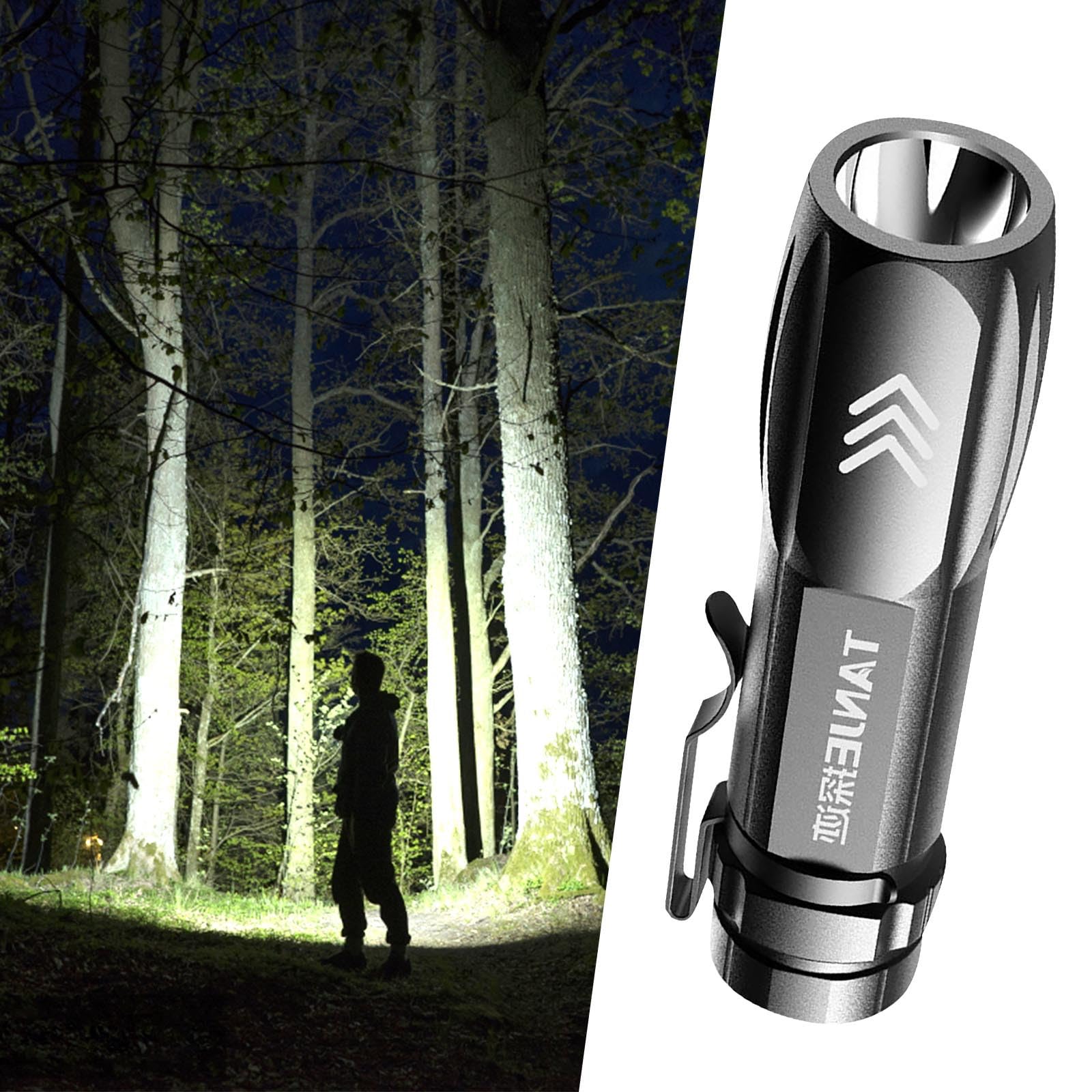 OUYAOAUA Led Home Portable Strong Light Flashlight, Mini Outdoor Strong Bright Light Flashlight with 3 Modes for Work, Rechargeable Super Bright Long-Range Flashlight for Emergency, Hiking, Outdoor