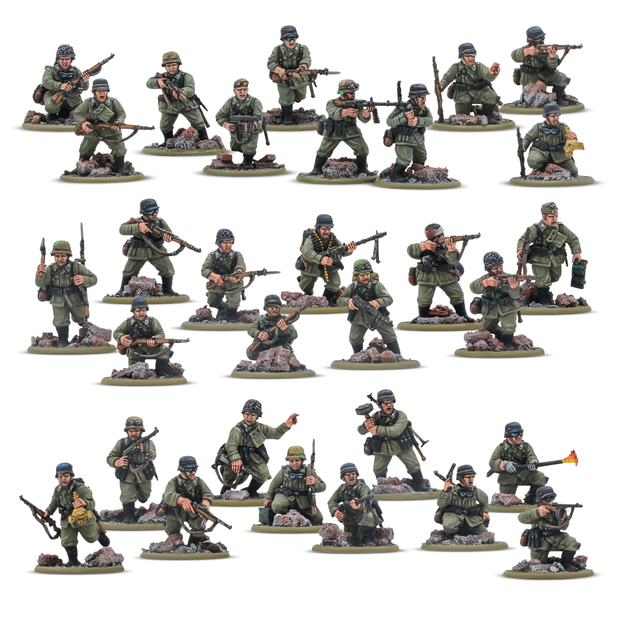 Warlord Games Bundeswehr-Veteranen-Infanterie-Zug – 28 mm große Kunststoff-Miniaturen für Bolzenaktion, sehr detaillierte Miniaturen aus dem 2. Weltkrieg