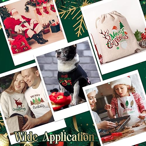 Miniatura 7 de 30 unidades de calcomanías navideñas para planchar para planchar de Navidad, parches de transferencia de calor, calcomanías de vinilo lindas de