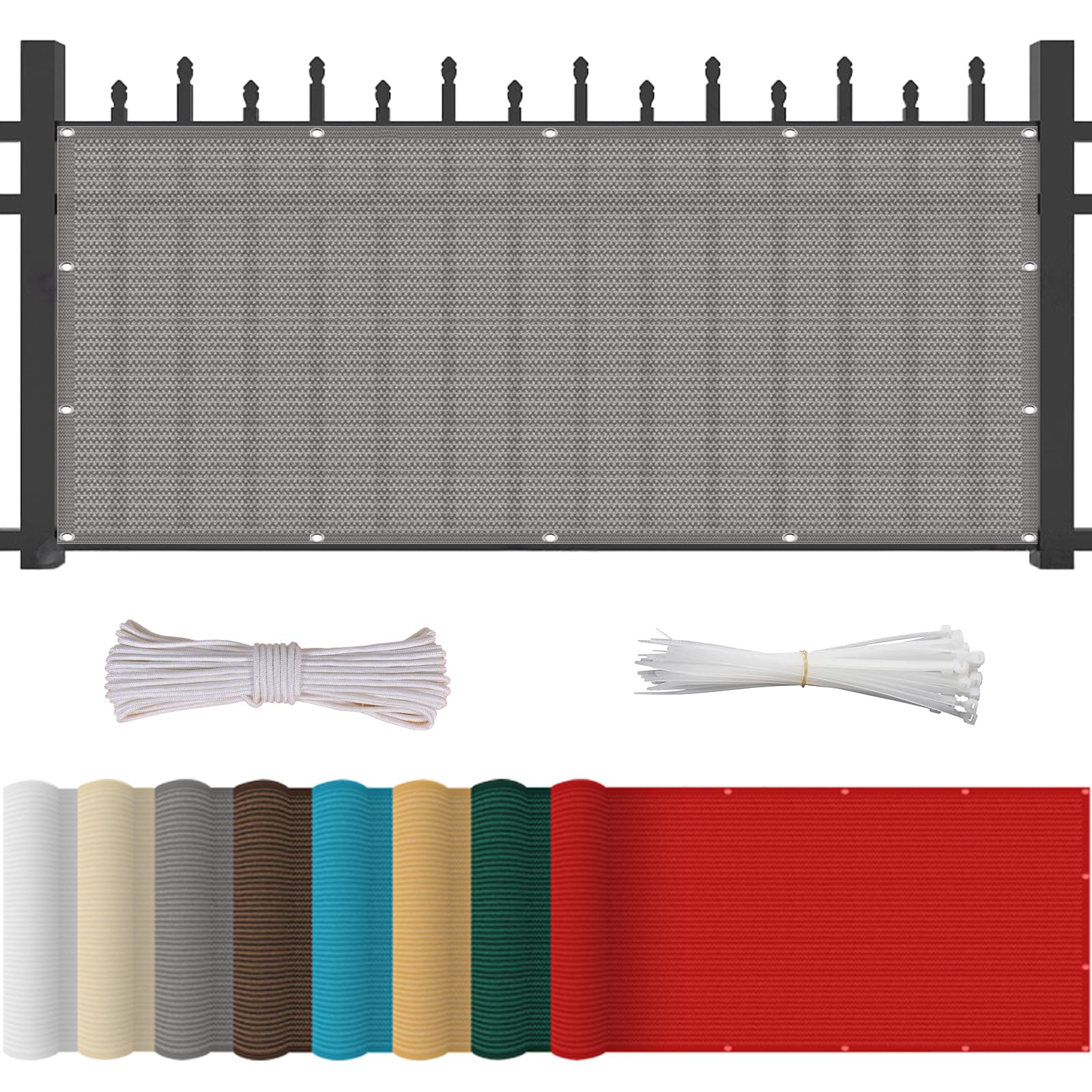 Telo Ombreggiante HDPE 220G 100 x 180 cm Frangivento Protezione Solare Anti-Uv Grigio