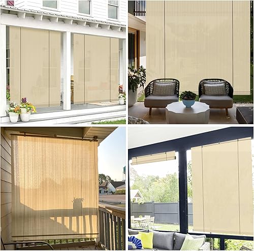 Miniatura 5 de AwnPro Persianas enrollables para exteriores, 7 pies de ancho x 6 pies de alto, para patio, pérgola, balcón, porche, ventana de terraza (beige)
