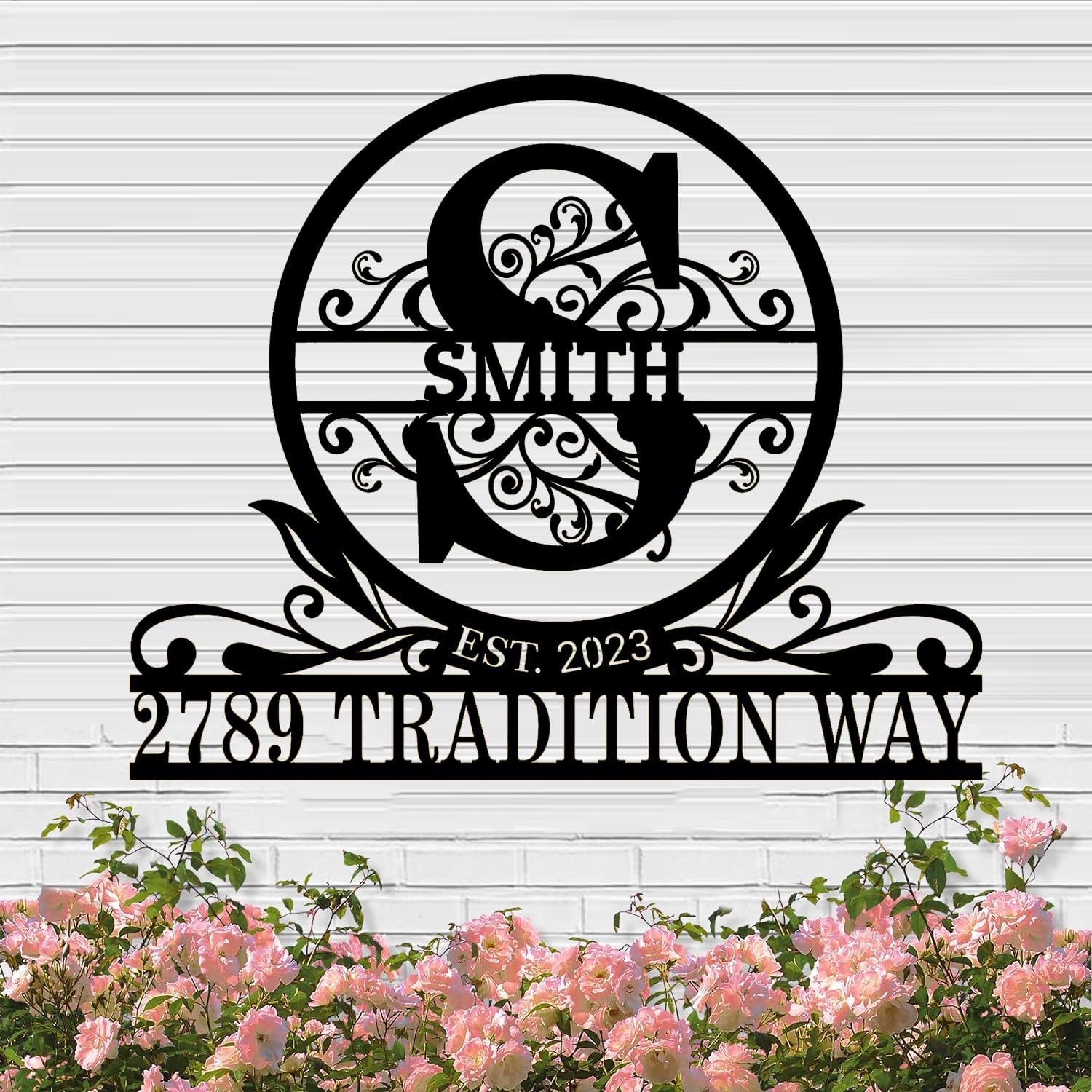 Cczuiml Style3 Custom Metal Name Sign - Personalized Last Name Sign Door Hanger - Outdoor Metal Sign Wedding Gift - Monogram Last Name Signs For Home - Wedding Gift, Family Name Sign, Housewarming Gift