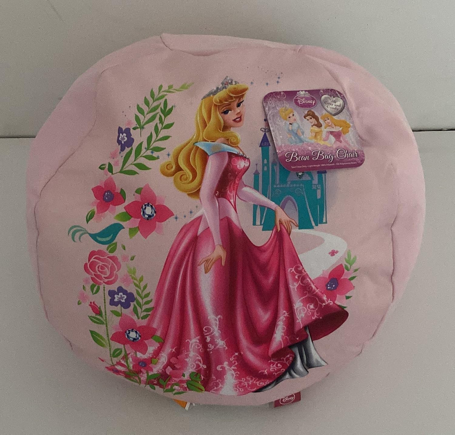 Idea Nuova Disney Princess Round Toddler Lightweight Bean Bag Chair, Small