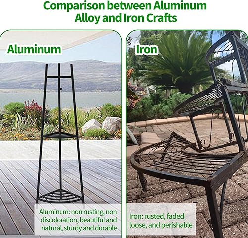 Miniatura 5 de DHYGOTFUR Soporte para plantas de aluminio de 3 niveles de alta calidad, soporte versátil para interiores y exteriores, para un oasis de jardín,