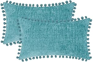 CaliTime Pom Pom Throw Pillow Cases (2-Pack): Elevate Your Decor with Cozy Chenille Charm