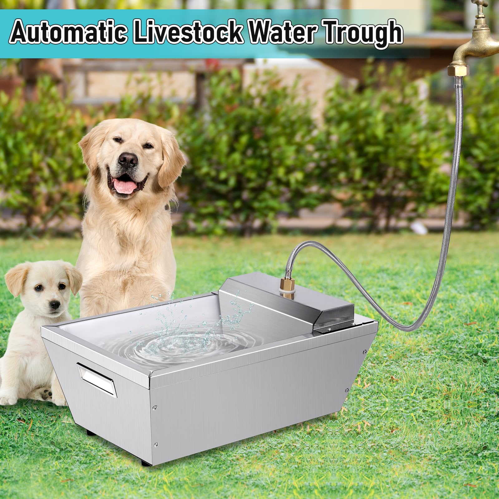 Automatischer Wassertrog für Nutztiere, 13L Metall-Wasserspender für Hunde, selbstfüllender Wasserspender mit großem Fassungsvermögen für Pferde, Ziegen, Schafe und Haustiere