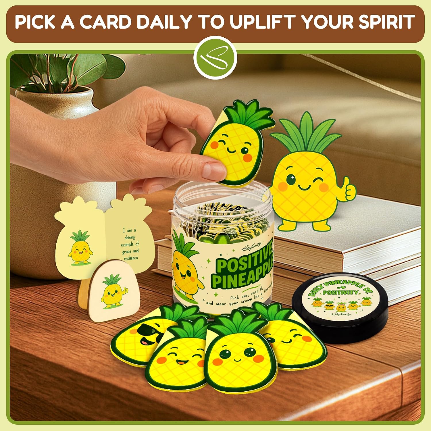 STOFINITY Positive Pineapple Jar, 60 Affirmation Cards for Women image 4