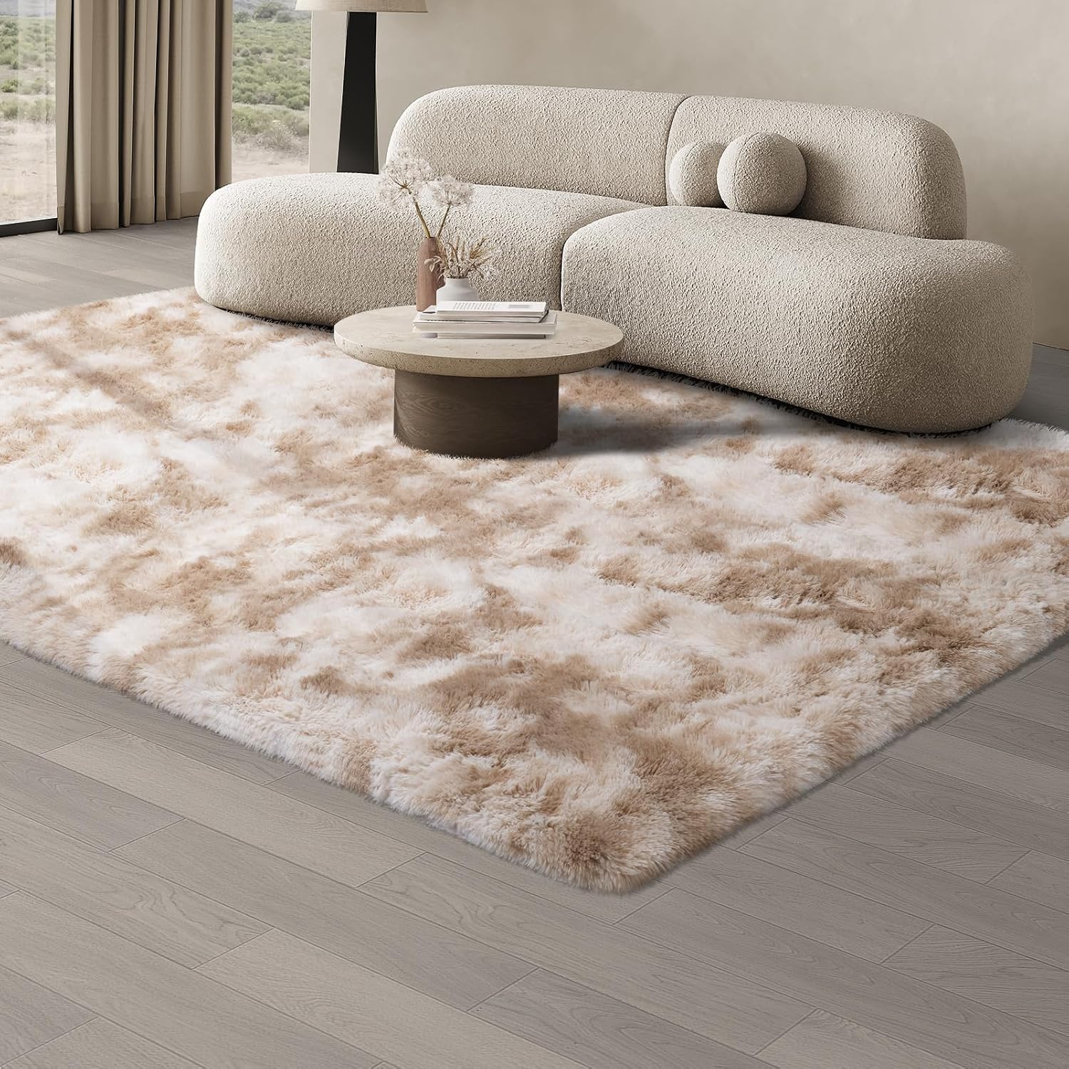 JOJOSEE Rugs Living Room, 160 x 230 cm Khaki Area Rug, Anti Slip Soft ...