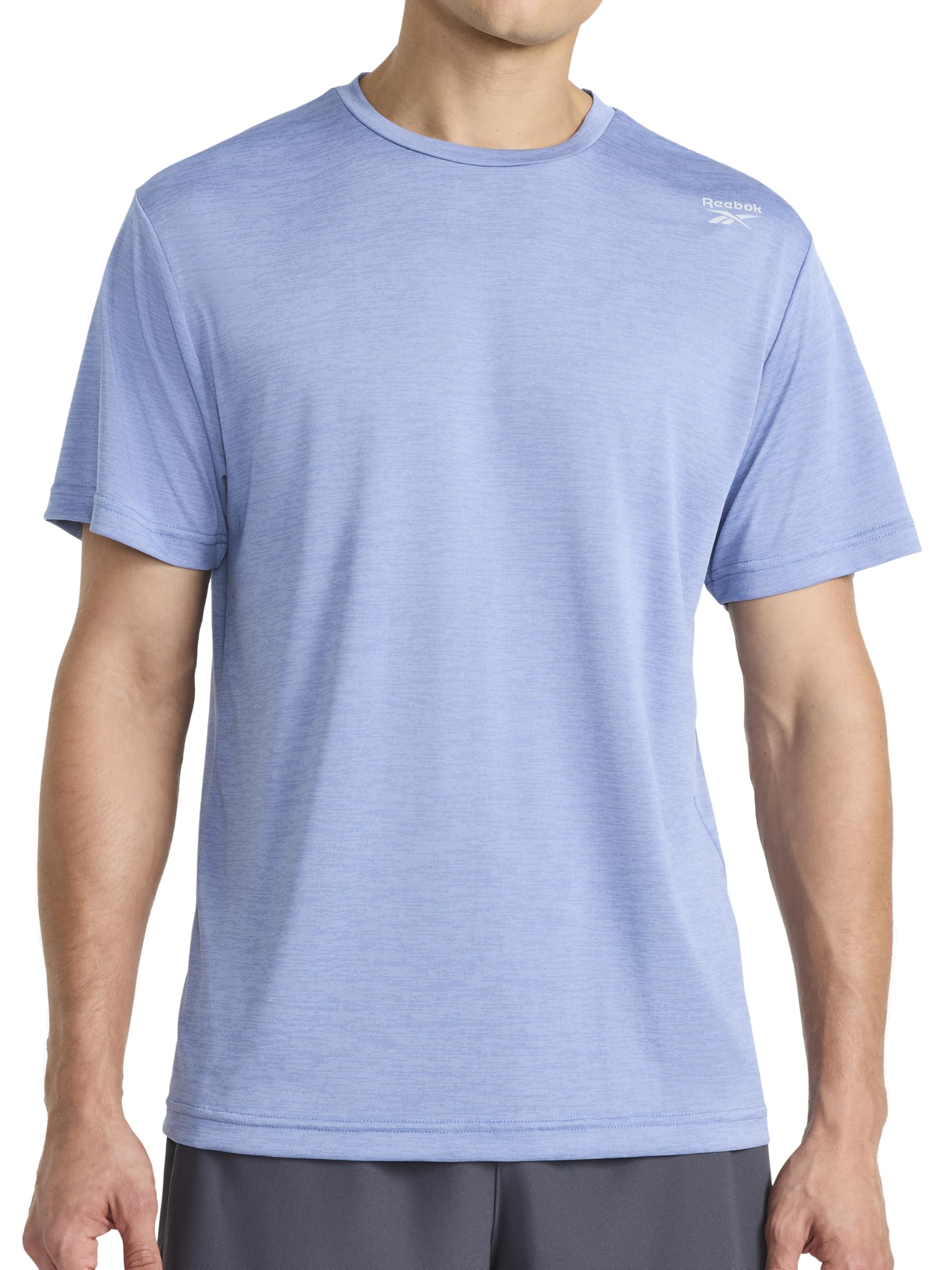 Reebok Men's Stonewash Heather Apparel Dash Short Sleeve Crewneck T-Shirt, Standard Fit, Breathable Stretch Fabric, Xl