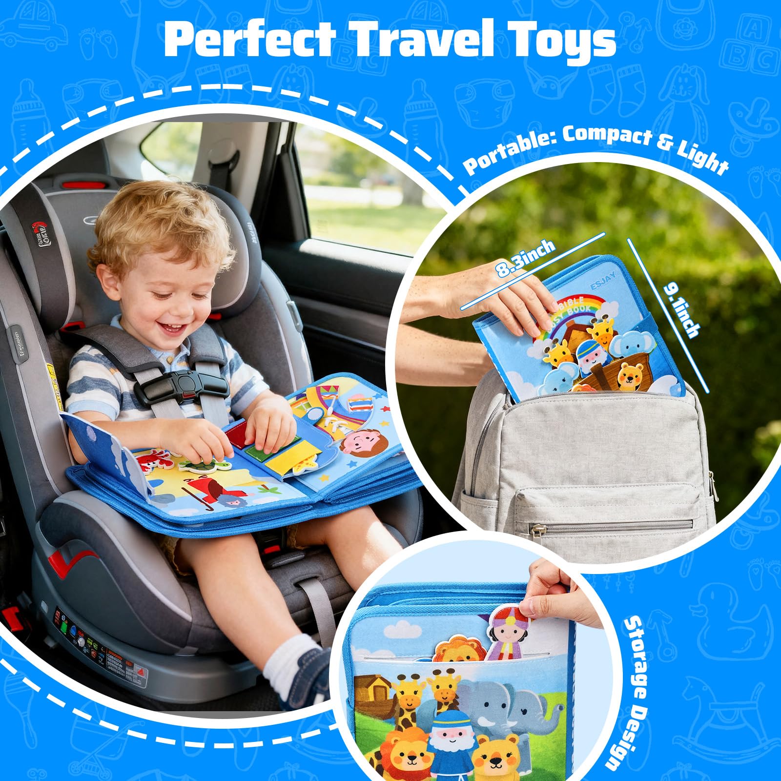 Esjay Busy Board Bible Quiet Activity Book per bambini piccoli Montessori Giocattoli a partire da 1 2 3 anni bambino gioco battesimo compleanno regalo ragazzi ragazze giocattolo educativo giocattolo