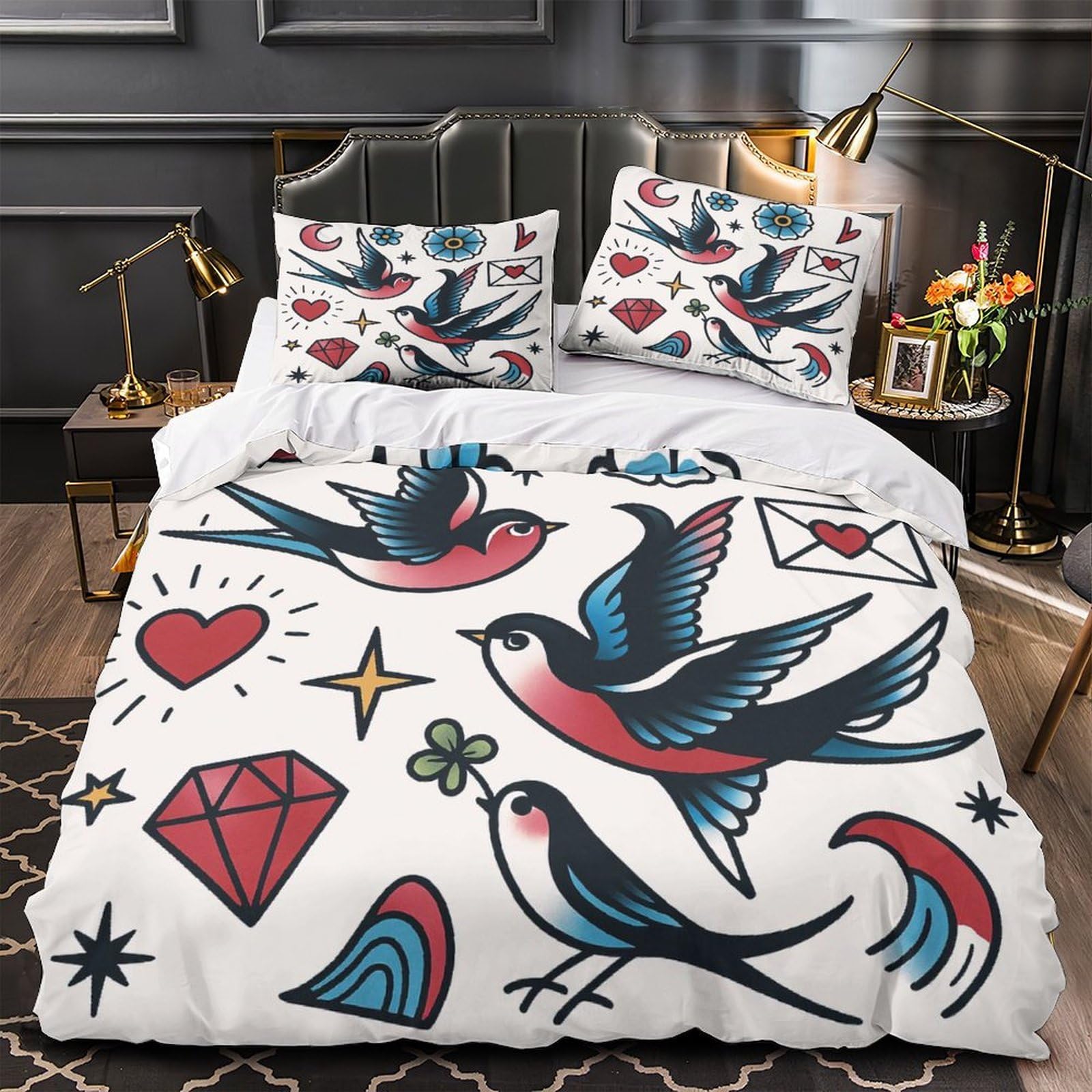 Housse de couette écossaise en microfibre 200x200 cm avec taies