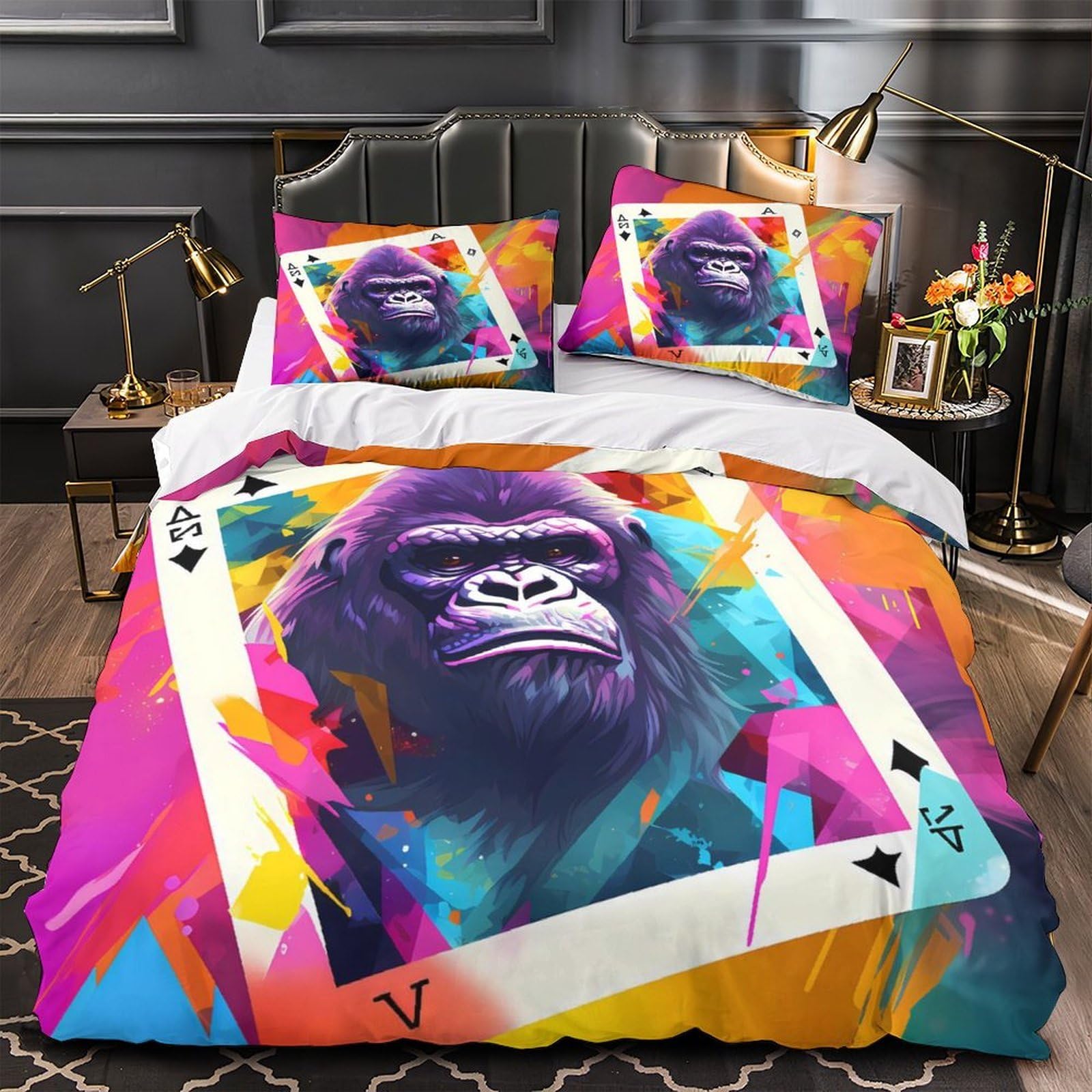 Parure de lit hypoallergénique housse de couette king douce anti-plis