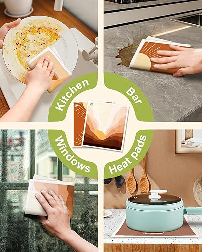 Miniatura 6 de Paños de cocina suecos reutilizables para lavar platos, absorbentes, de secado rápido, sin olor, esponja sueca, decorar, paquete de 6 toallas suecas
